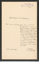 k.k. naturhistorisches Hofmuseum, Intendanzakten 1885-1896 (Hauer), Aktenzahl Z.484/1892, Seite 1